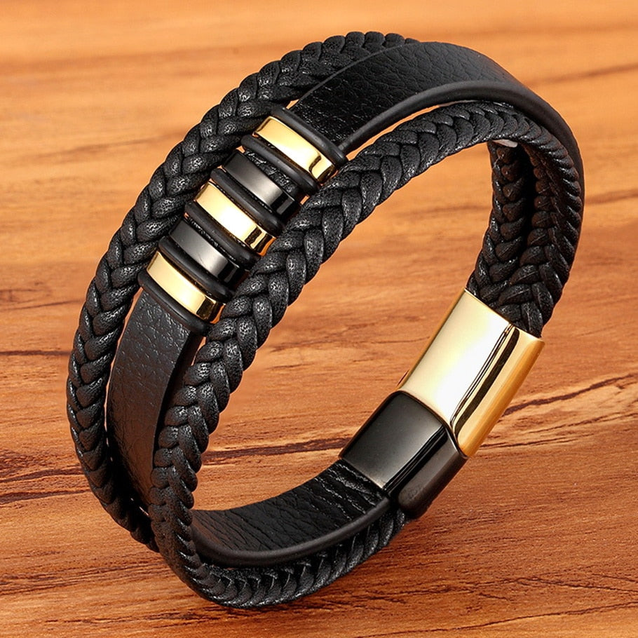 Lovely Design High-quality Black & Golden Color Bracelet For Men - Style  C134 at Rs 750.00 | Stainless Steel Bracelet | ID: 27298439788